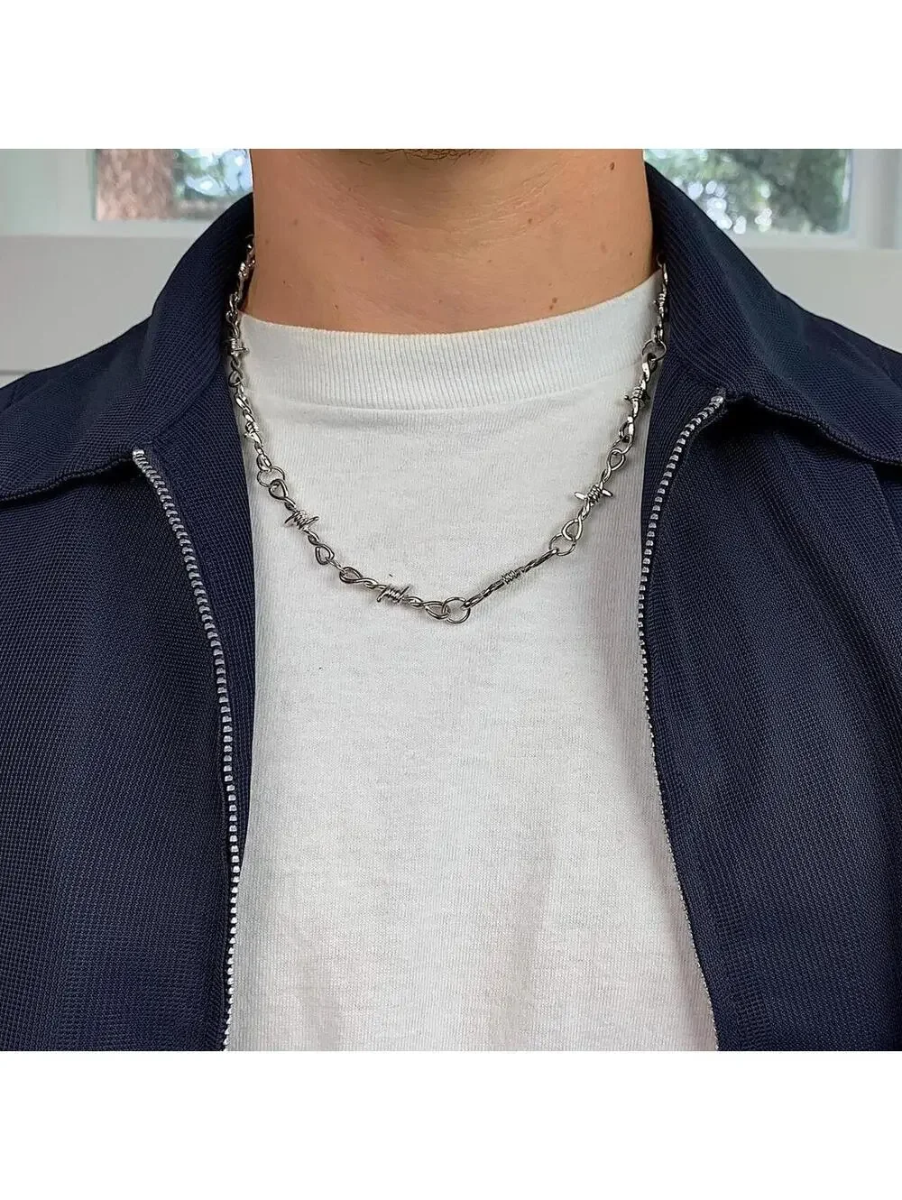 Cyber Y2k barbwire opium punk style necklace. Cool design. Nice quality. Chain